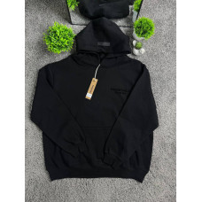 Чоловічі худі Essentials Fear of God (FOG) оверсайз чорне тепле бавовняне на мікрофлісі з вишитим логотипом і капюшоном S M L XL