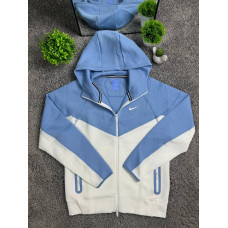 Чоловіча зип-худі Nike Nocta Tech Fleece (Найк Нокта Тек Фліс) біло-синя спортивна кофта на блискавці з вишитим логотипом M L XL