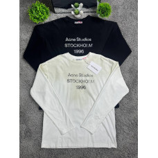 Чоловічий лонгслів Acne Studios (Акне Студіос) оверсайз з принтом Stockholm 1996 чорний та білий S M L XL