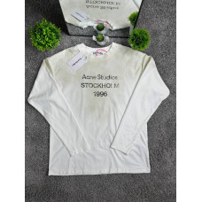 Чоловічий оверсайз лонгслів Acne Studios Stockholm 1996 білий бавовняний з вишитим логотипом