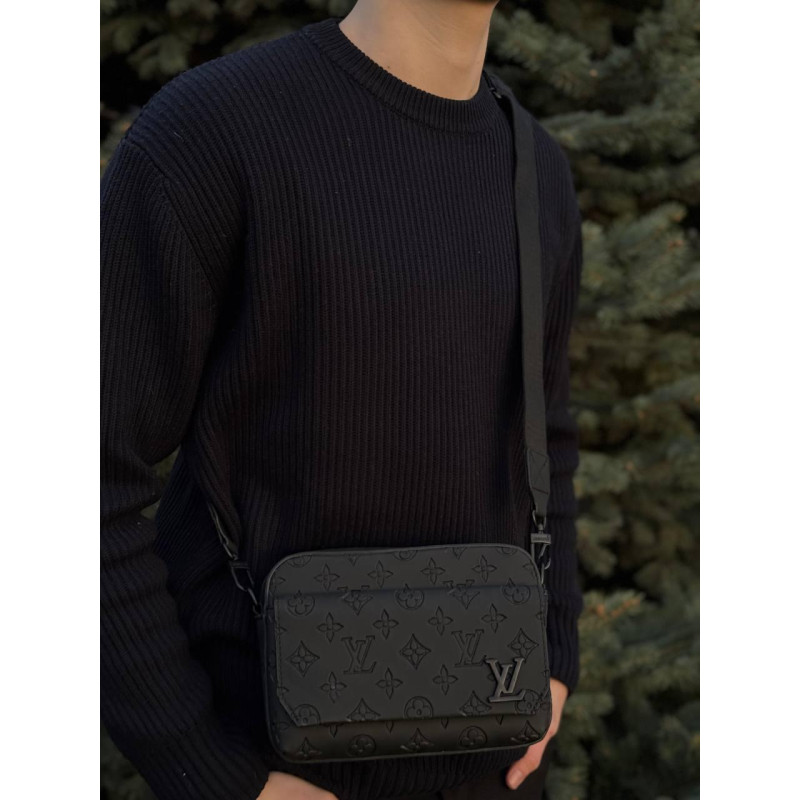 Сумка Louis Vuitton кросбоді шкіряна чоловіча | Сумка Луї Віттон чорна чоловіча шкіряна LV bag | Сумка ЛВ