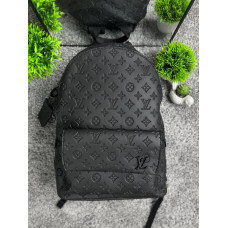 Чоловічий рюкзак Louis Vuitton чорний з тисненням монограми з екошкіри 41х31 см стильний портфель Луї Віттон LV Empreinte на 4 ві