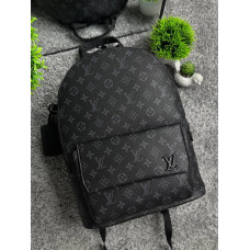 Чоловічий рюкзак Louis Vuitton чорний з принтом монограми з екошкіри 41х31 см стильний портфель Луї Віттон LV Monogram Eclipse на
