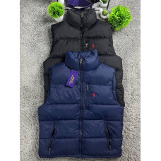 Чоловіча жилетка Polo Ralph Lauren дута осіння безрукавка на блискавці з коміром-стійкою та вишитим логотипом (чорна, темно-синя)