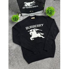 Чоловічий чорний трикотажний светр Burberry бавовняний з вишитим логотипом і оригінальними бирками