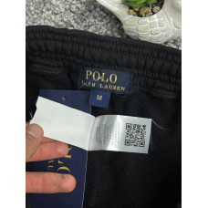 Чоловічі спортивні штани Polo Ralph Lauren MOM широкі прямі без флісу чорні/сірі бавовняні з вишитим логотипом