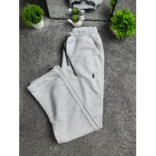 Чоловічі спортивні штани Polo Ralph Lauren MOM широкі прямі без флісу сірі бавовняні з вишитим логотипом