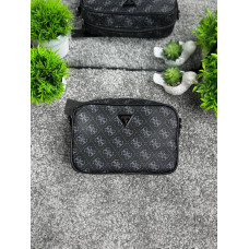 Чоловіча сумка Guess Vezzola Smart чорна з принтом монограмою через плече кроссбоді з екошкіри з бирками та брендовою упаковкою