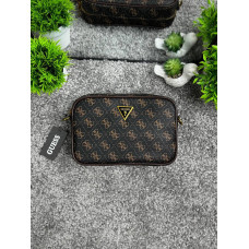 Чоловіча сумка Guess Vezzola Smart коричнева з принтом монограмою через плече кроссбоді з екошкіри з бирками та брендовою упаковк