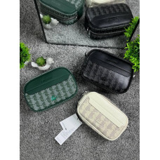 Чоловіча сумка через плече Lacoste Monogram 22х16 см з екошкіри (чорна, зелена, біла)