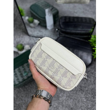 Чоловіча сумка через плече Lacoste Monogram з екошкіри, біла брендова сумка-месенджер 22х16 см з бирками та упаковкою