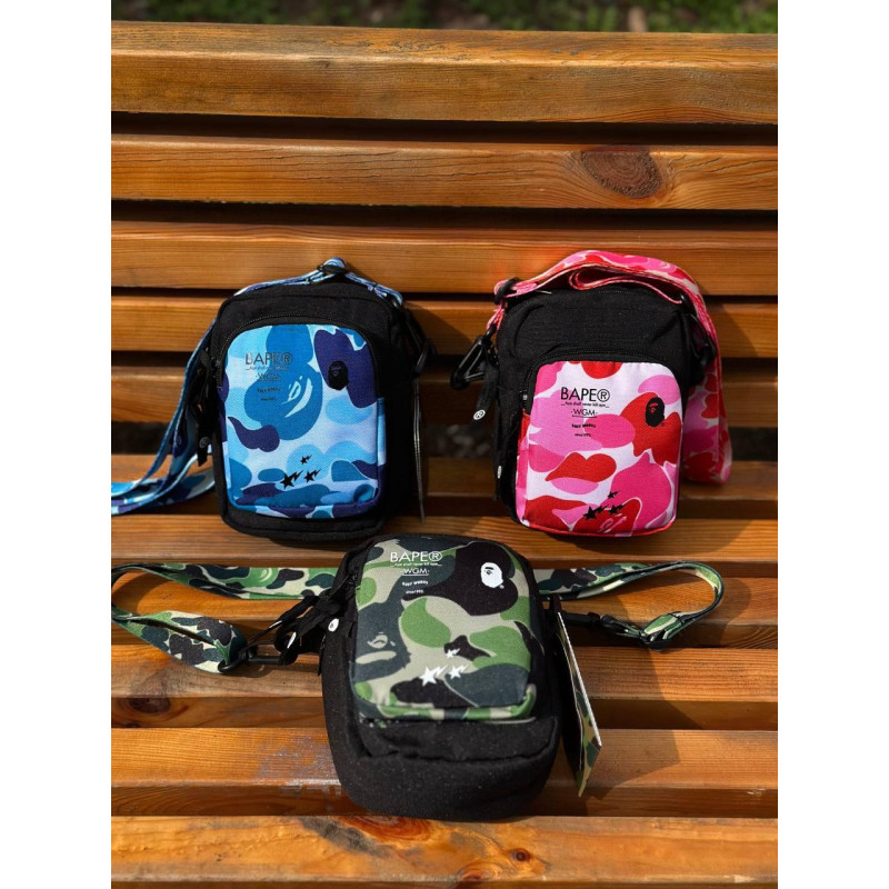 Сумка BAPE чоловіча спортивна месенджер через плече Бейп чоловіча барсетка Bape синя Bag BApe
