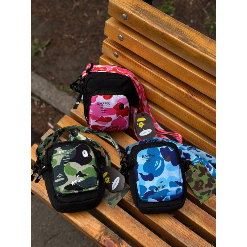 Сумка BAPE чоловіча спортивна месенджер через плече Бейп чоловіча барсетка Bape синя Bag BApe