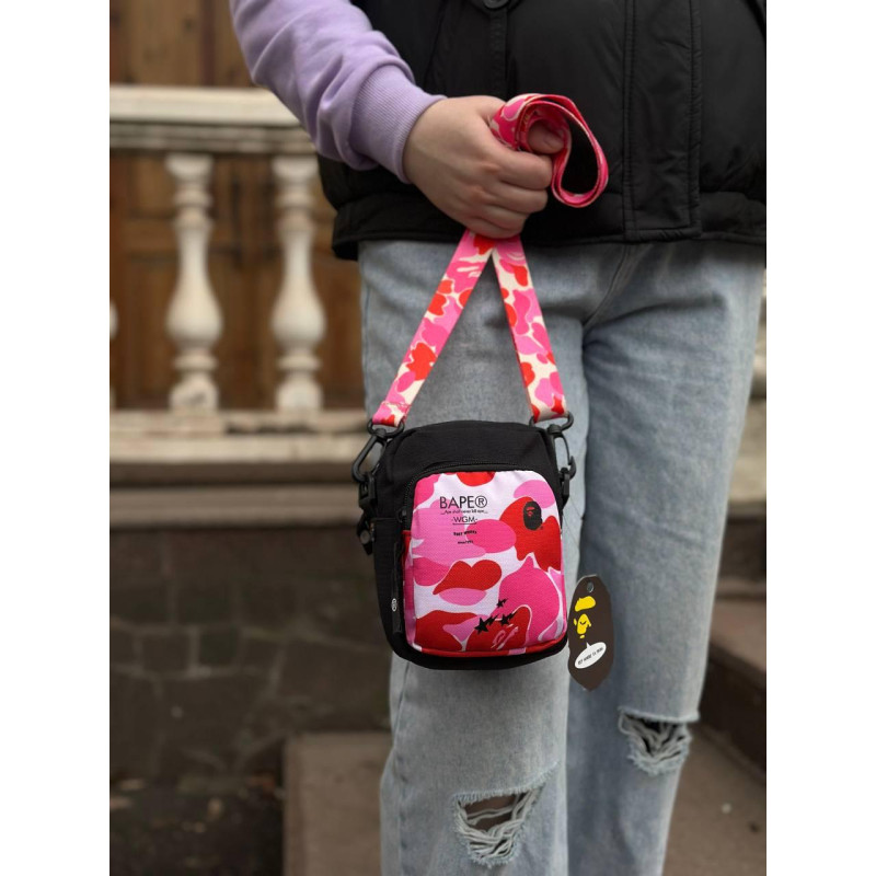 Сумка BAPE чоловіча спортивна месенджер через плече Бейп чоловіча барсетка Bape синя Bag BApe
