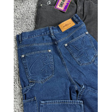 Чоловічі сині широкі джинси Corteiz Baggy Jeans вільного крою, брендові джинси оверсайз Кортез S, M, L з бірками