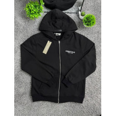 Чоловічий зип-худі Essentials Fear of God на блискавці з бавовни - чорна кофта Ессеншіалс