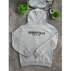 Чоловічий зип-худі Essentials Fear of God на блискавці з бавовни - сіра кофта Ессеншіалс