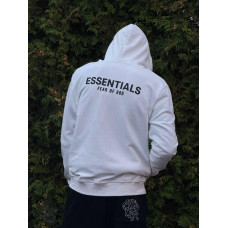 Чоловічий зип-худі Essentials Fear of God на блискавці з бавовни - біла кофта Ессеншіалс