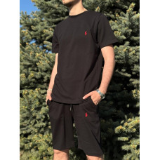 Костюм Polo Ralph Lauren набір чоловічий спортивний Поло Ральф футболка + шорти Поло чоловічі літні шорти на літо чорні Polo