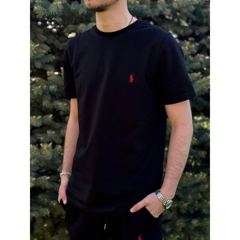 Костюм Polo Ralph Lauren набір чоловічий спортивний Поло Ральф футболка + шорти Поло чоловічі літні шорти на літо чорні Polo